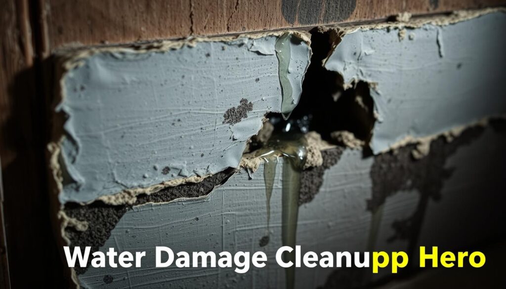 water damage in walls